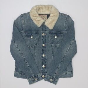 True Religion Trucker Faux Fur Collar Denim Jacket-Size L, XL New